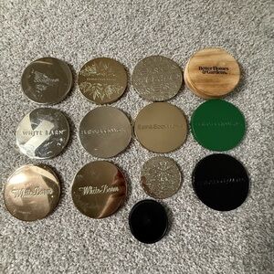 Mixed Metallic Gold, Black & Green Bath & Body Works Candle Lid Bundle